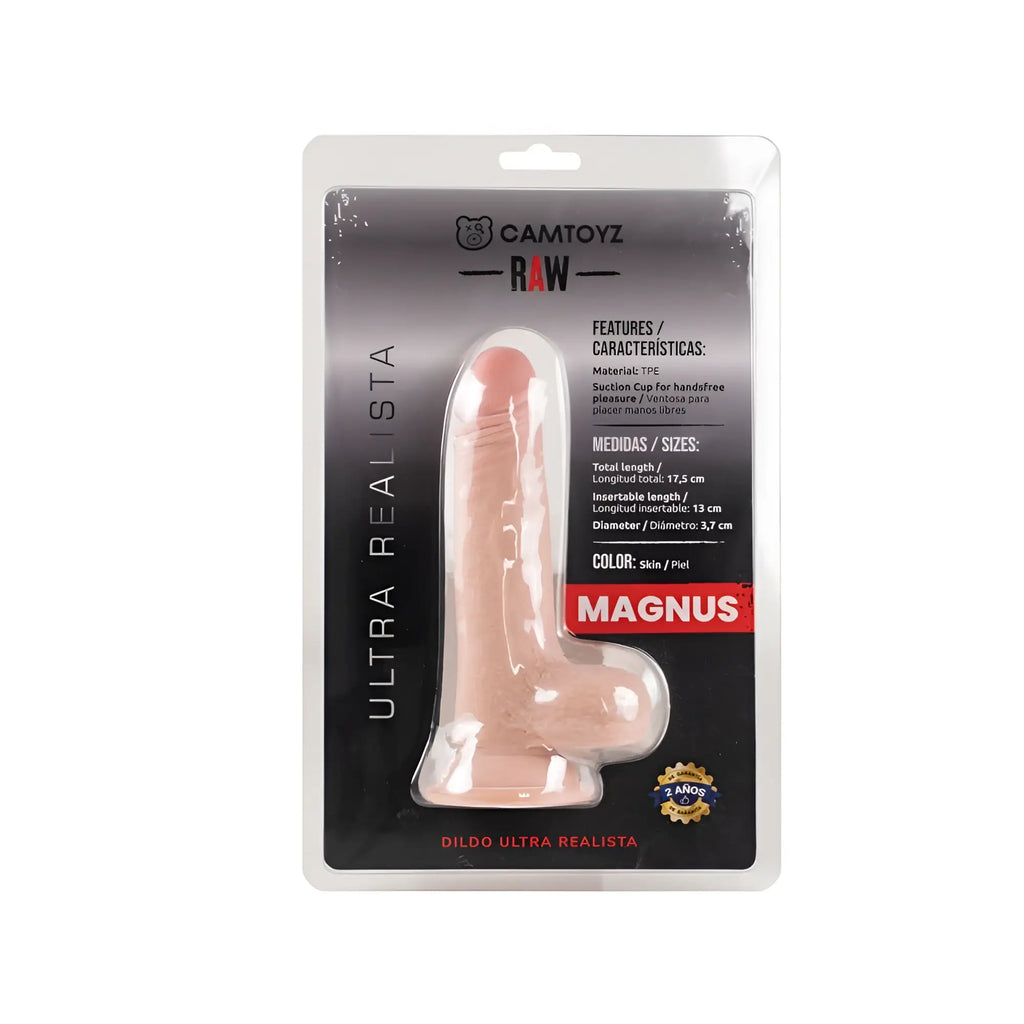Camtoyz raw magnus ultra realistic skin-colored tpe dildo shown from the back in the RAW Raw Ultra Realistic Logan design