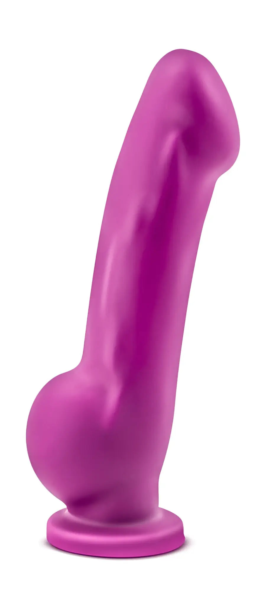 A vibrant purple silicone dildo with a rounded base and smooth glossy finish from real nude ergo violet