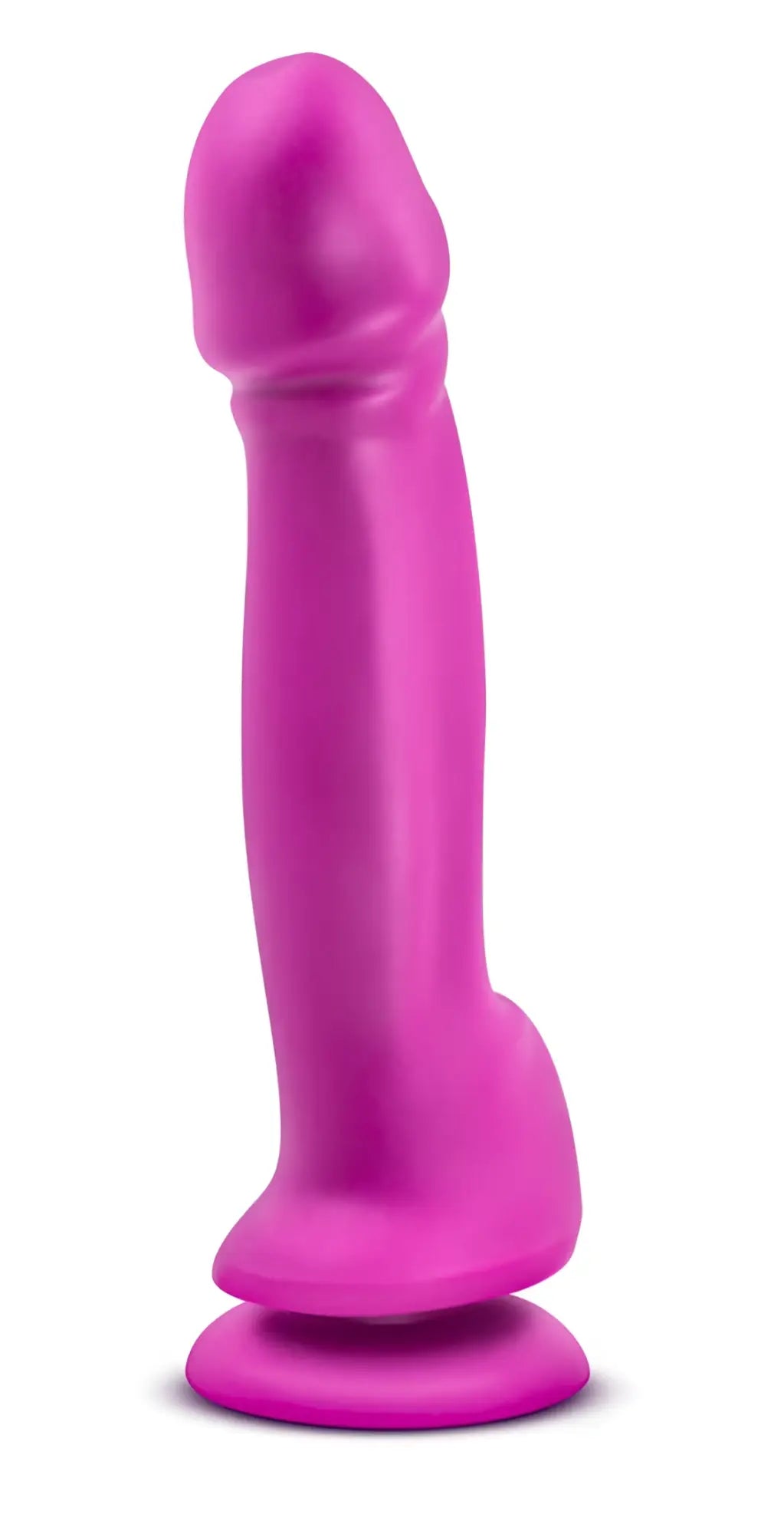 Vibrant pink silicone dildo real nude sumo violet with rounded head and suction base for hands-free use