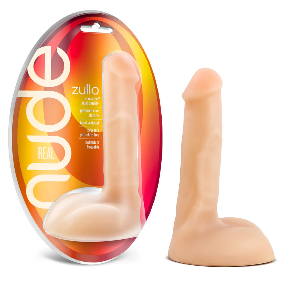 Real nude zullo beige silicone dildo with platinum core and hand-sculpted realistic skin tone finish