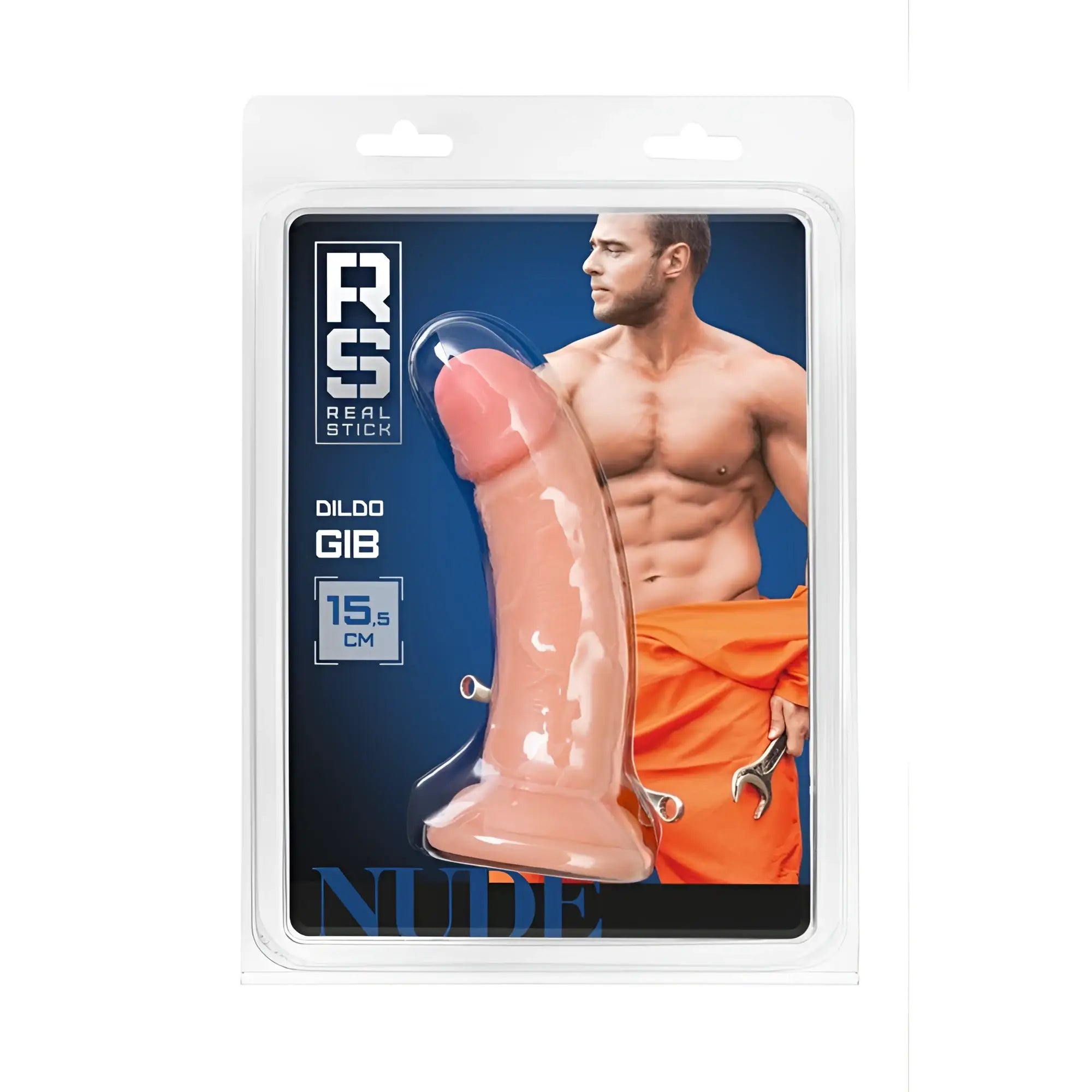 Real Stick RealStick Nude dildo 15.5 cm long with realistic design and textured base in clear plastic packaging