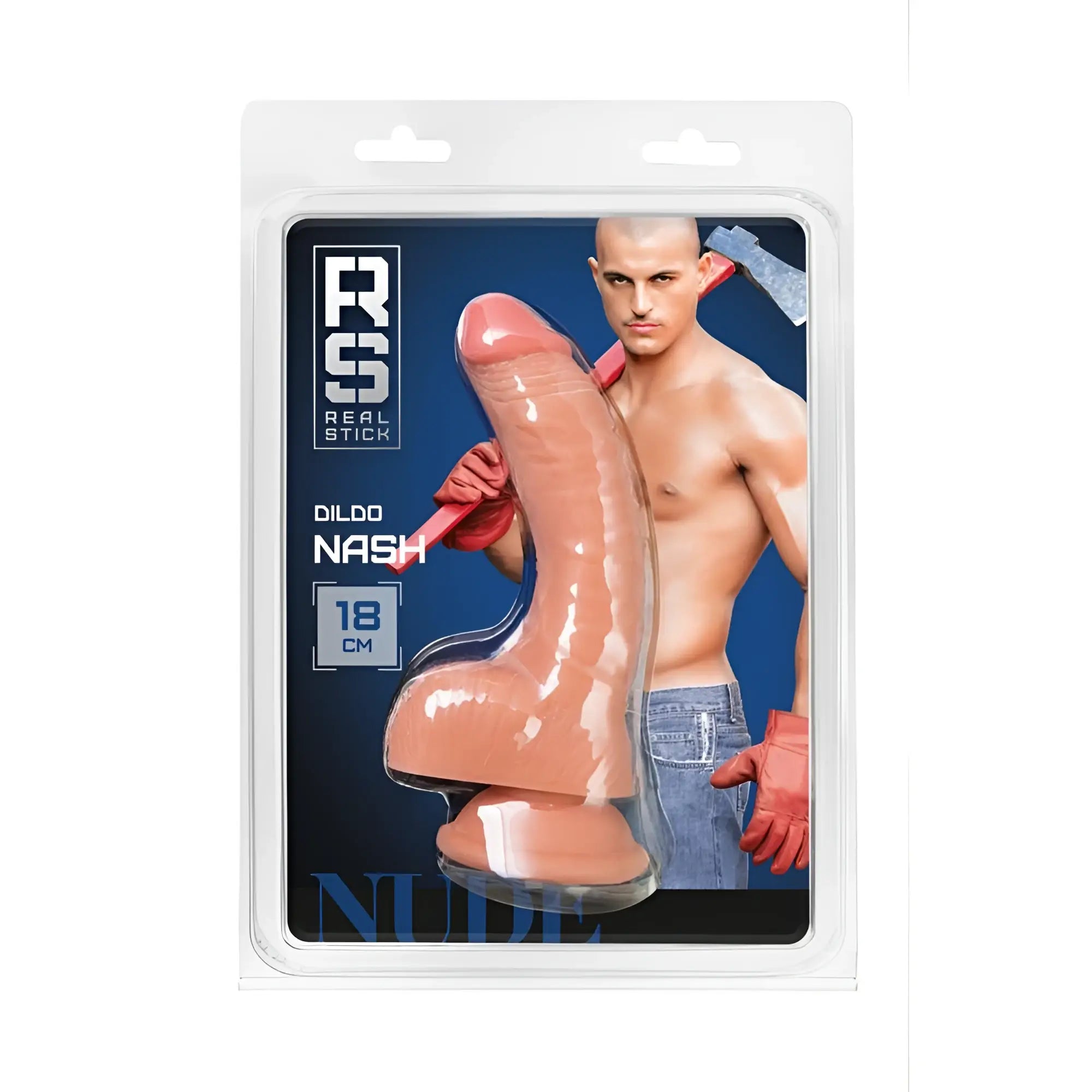 Real stick RealStick nude dildo Nash 18 cm long with realistic texture and tapered design in nude color
