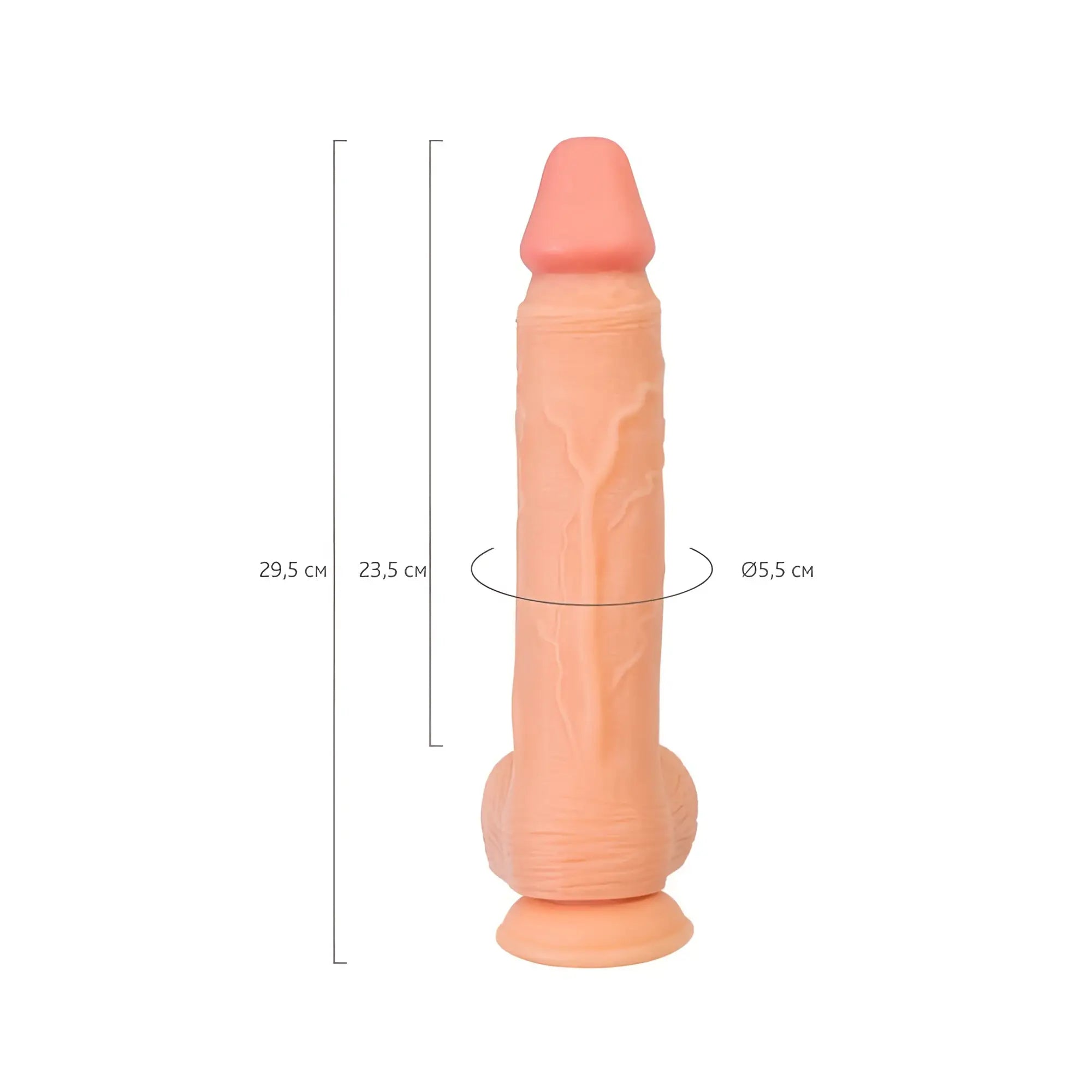 Peach-colored RealStick nude dildo made of silicone with a realistic textured surface and rounded base