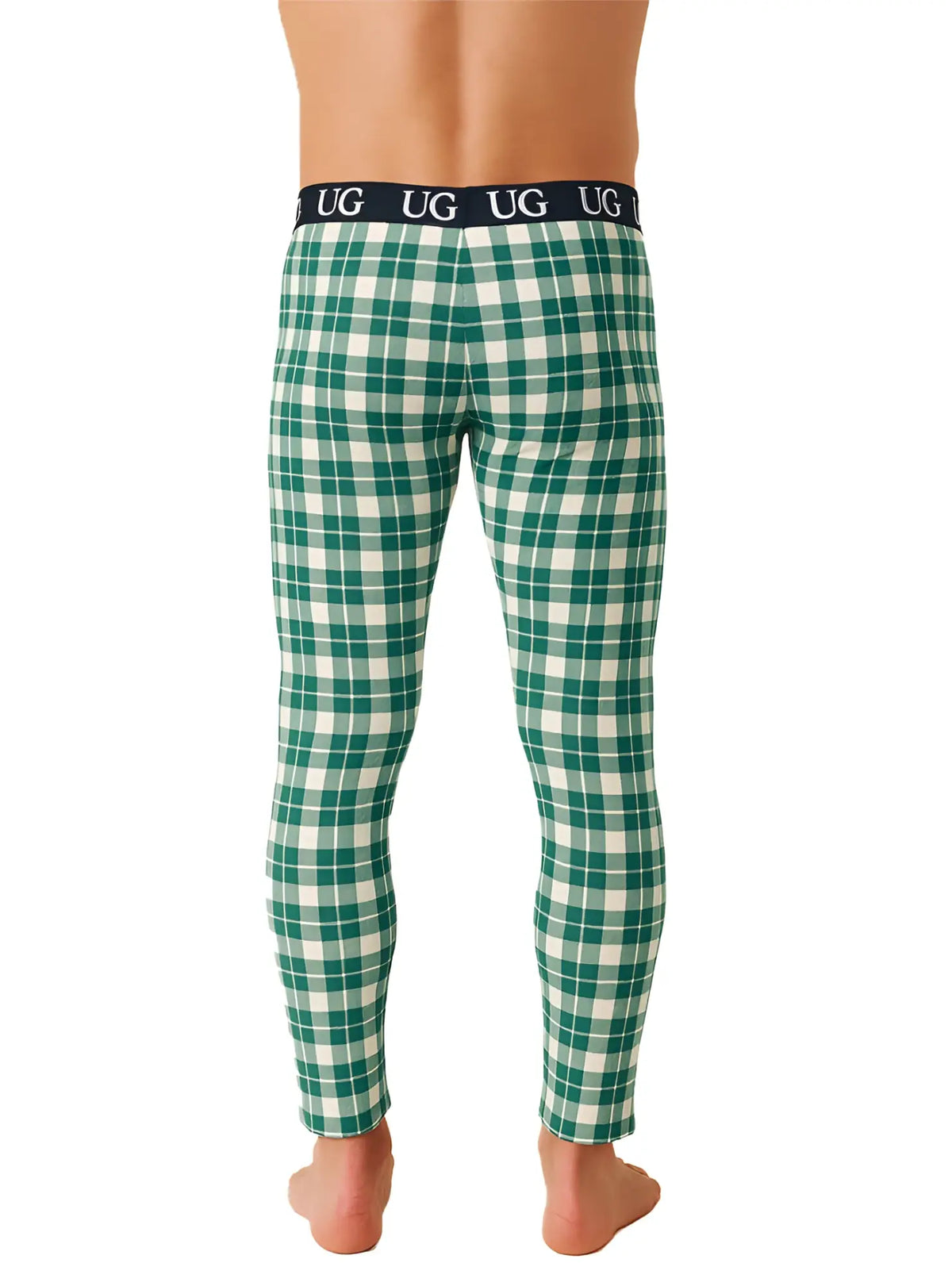 Relax leggings green and white checkered underwear pants with black waistband featuring the brand logo