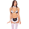 Black and white lace maid costume with dirty embroidered apron from Rene Rofe sexy at your service 6 pc one size set