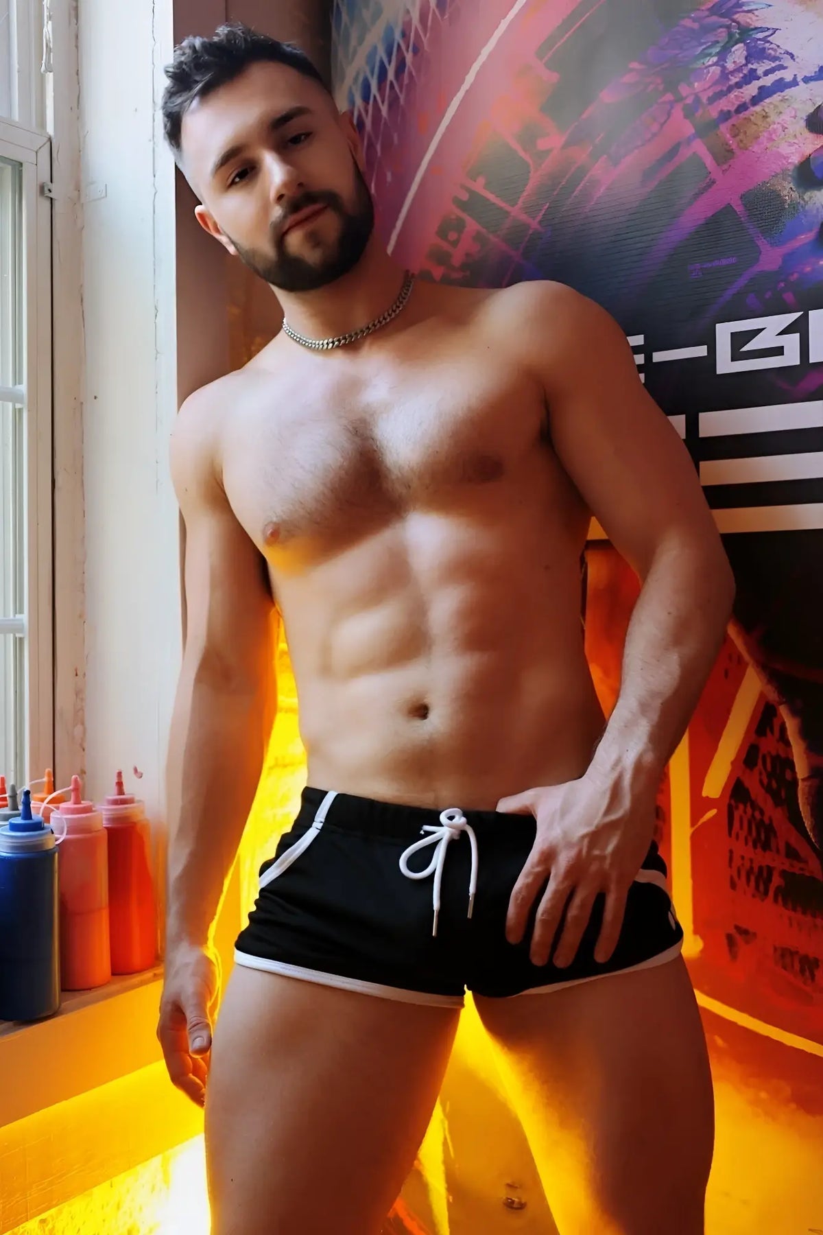 Black athletic shorts with white trim and drawstring retro remix shorts designed for comfortable active wear