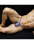 Grape ribbed G-string thong underwear by Arroyman featuring a minimal design and elastic waistband shown on a model.