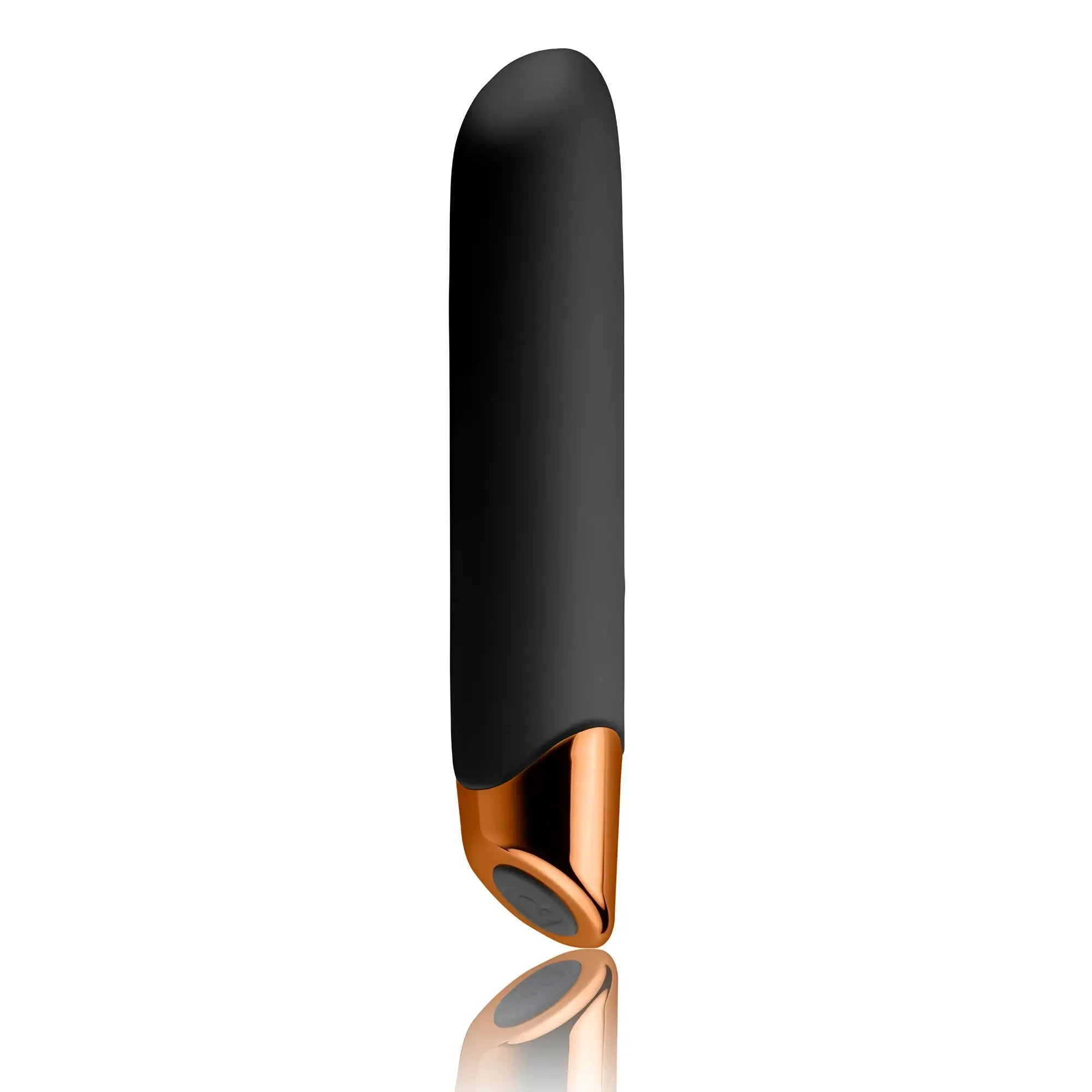 Rocks off chaiamo rechargeable black wireless vibrator in black and rose gold with sleek ergonomic design