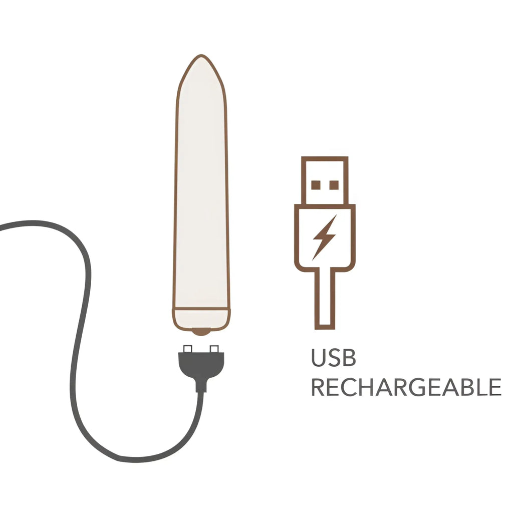Rocks off golden rose rechargeable bullet usb rechargeable white cylindrical vibrator with sleek smooth surface and rounded tip