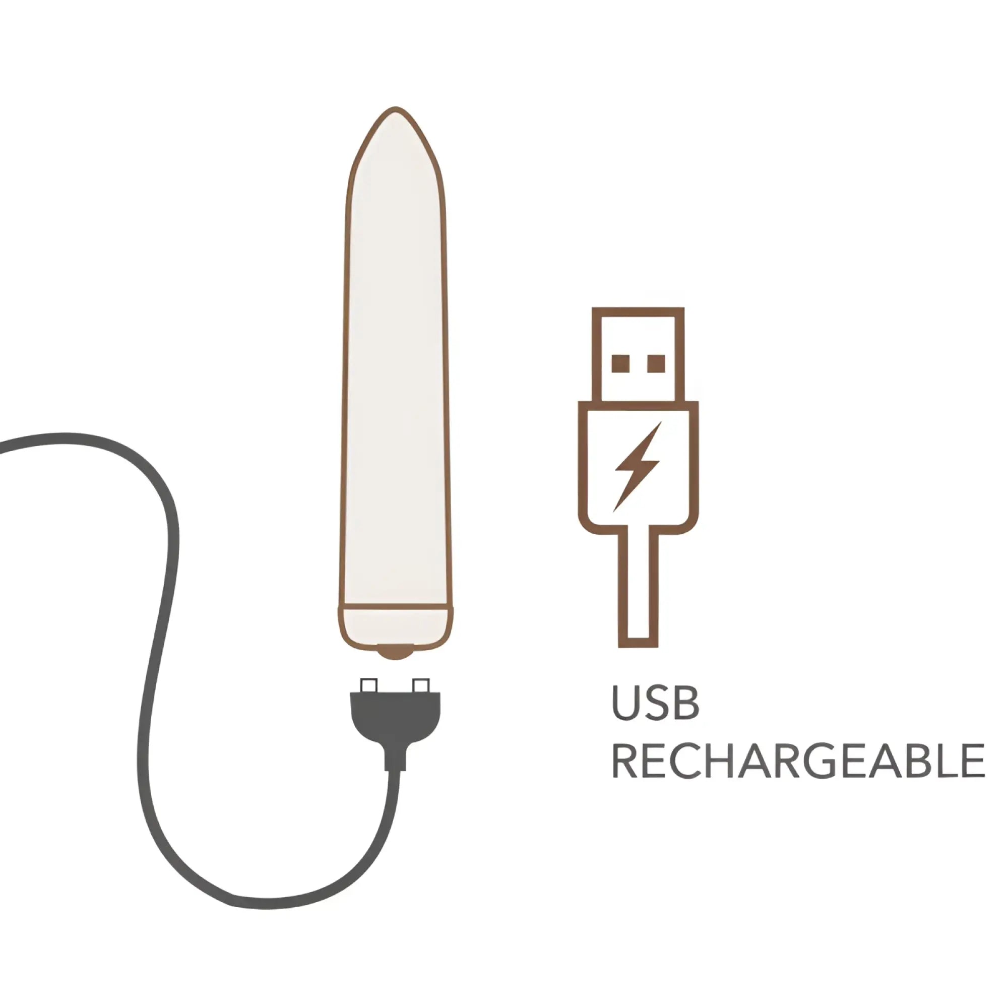 Rocks off golden rose rechargeable bullet usb rechargeable white cylindrical vibrator with sleek smooth surface and rounded tip