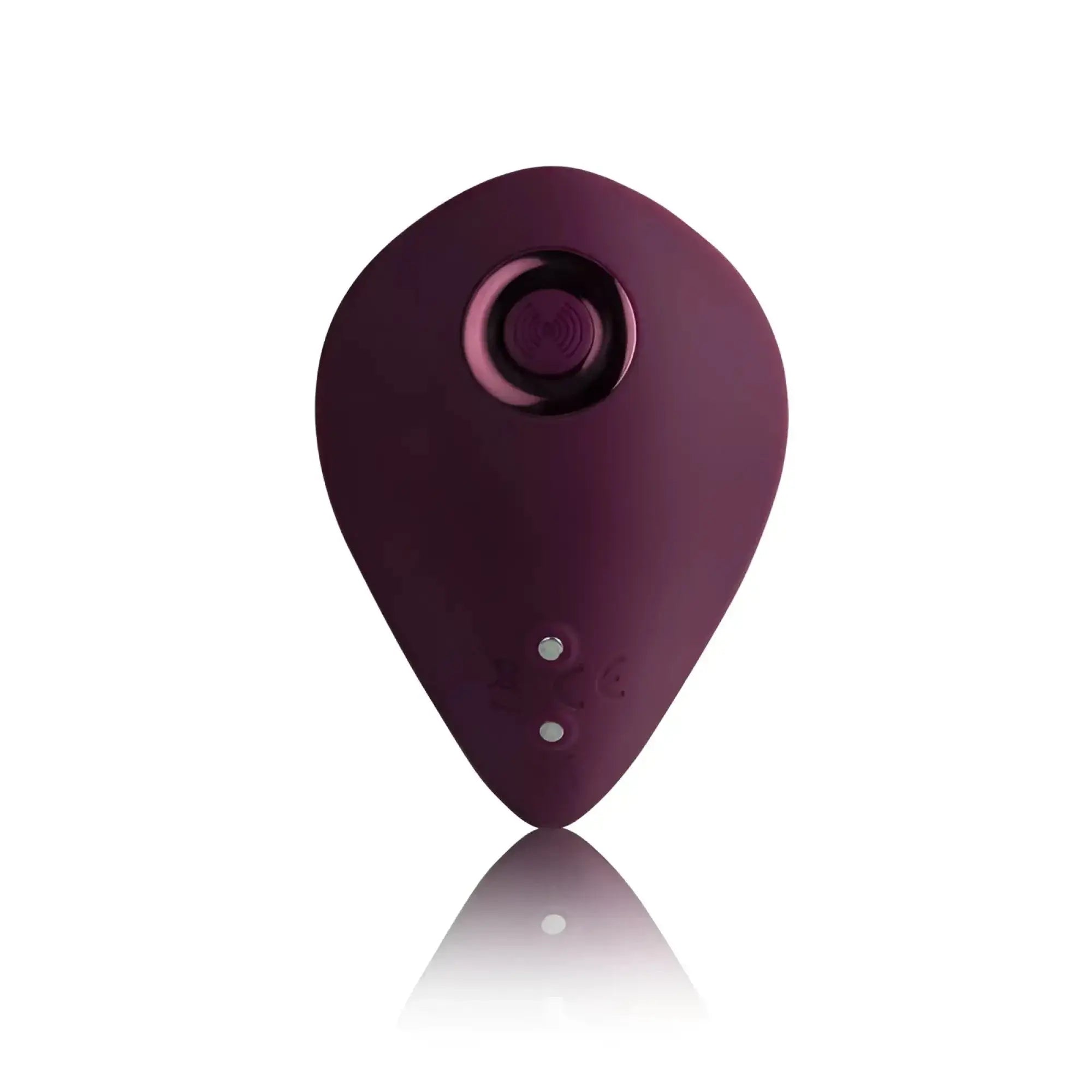 A sleek teardrop-shaped purple rocks off knickerbocker glory panty vibe with smooth matte finish and circular control button
