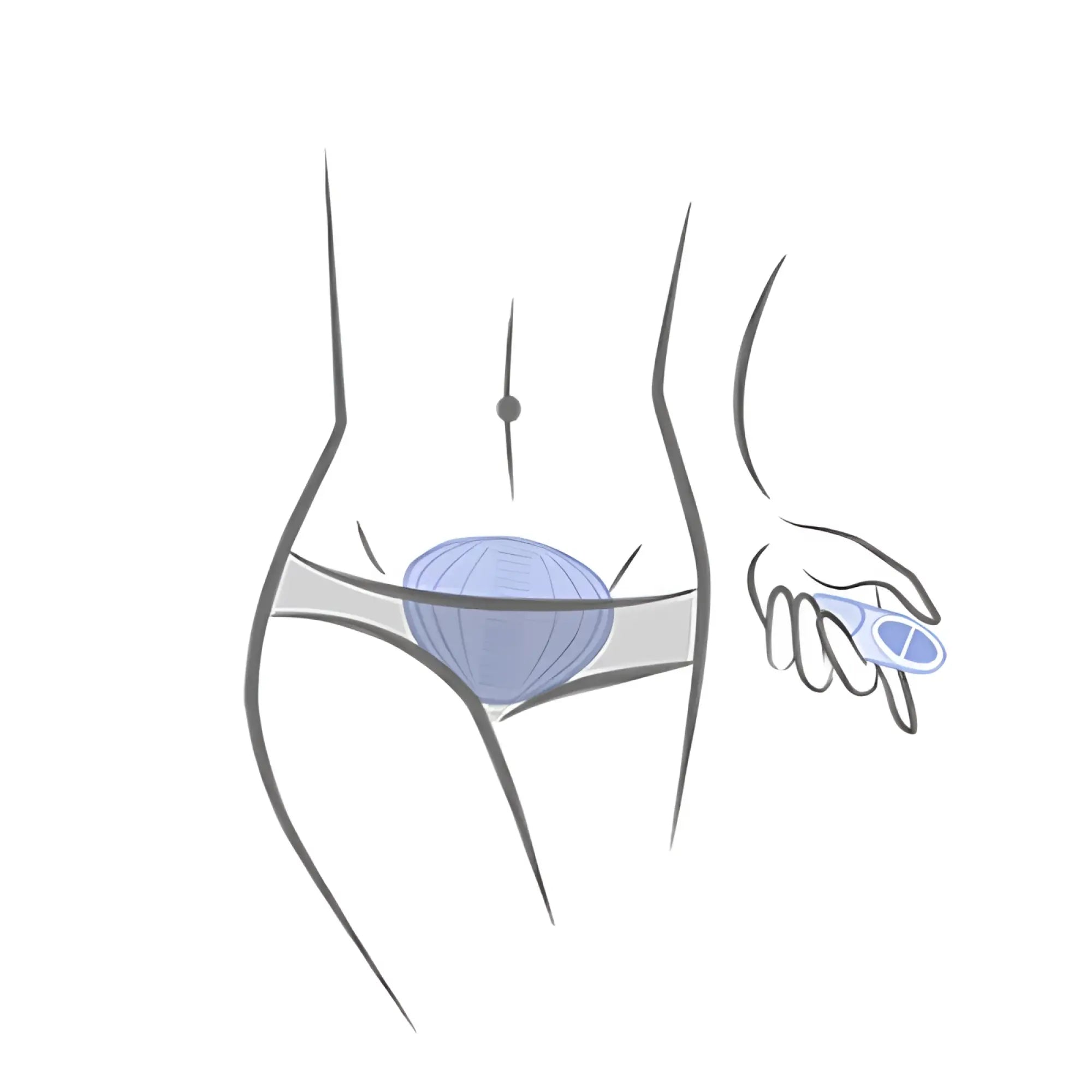Blue textured oval-shaped silicone rechargeable internal contraceptive device held in hand from rocks off niya 5 massager