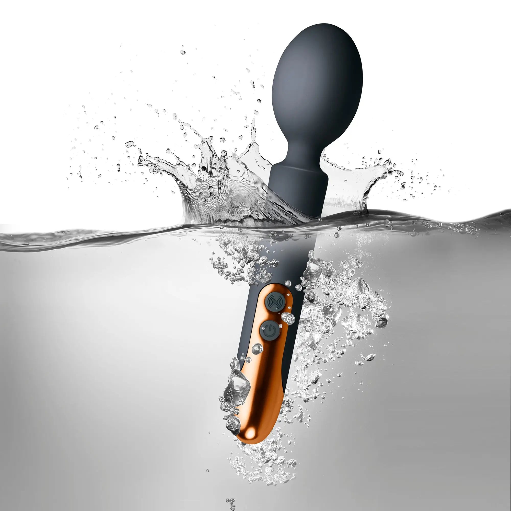 Rocks Off Oriel rechargeable wand in black and copper with sleek ergonomic design for personal vibration use
