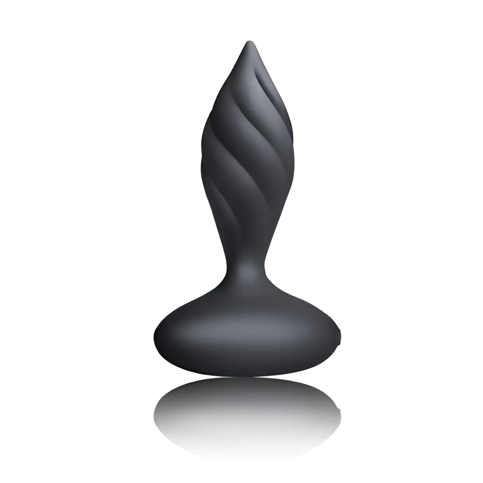 Black silicone rocks off petite sensation desire butt plug with twisted tapered design and smooth rounded base