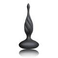 Black silicone anal plug with twisted tapered design and rounded base from rocks off petite sensation discover w remote