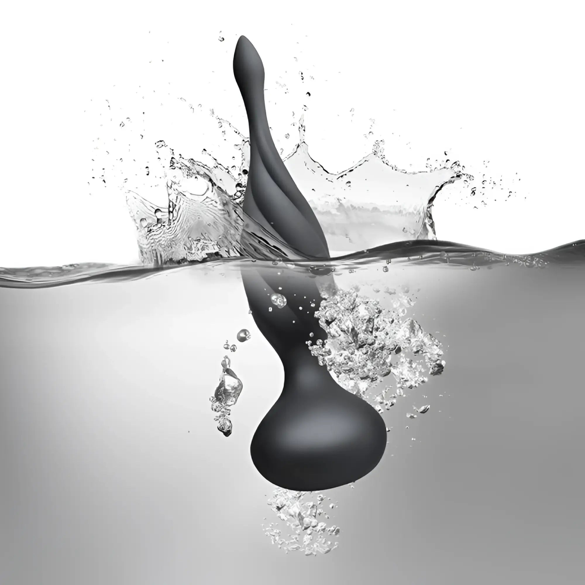 Black silicone water-resistant Rocks Off Petite Sensation Discover butt plug with sleek ergonomic design and remote control