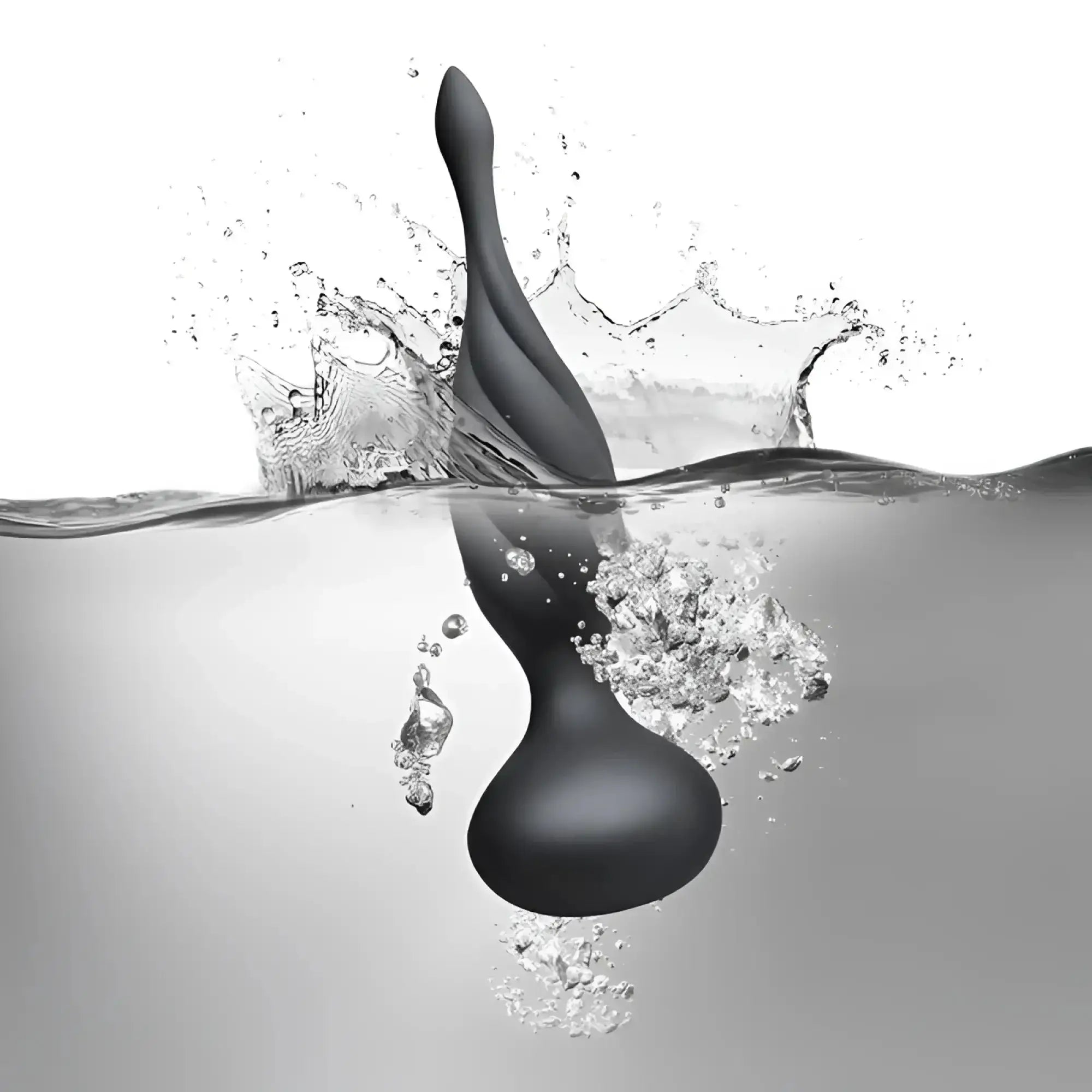 Black silicone water-resistant Rocks Off Petite Sensation Discover butt plug with sleek ergonomic design and remote control