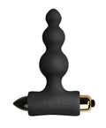 Black silicone anal plug rocks off petite sensations bubbles with gold metallic tip and engraved eye design on base
