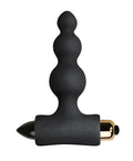 Black silicone anal plug rocks off petite sensations bubbles with gold metallic tip and engraved eye design on base