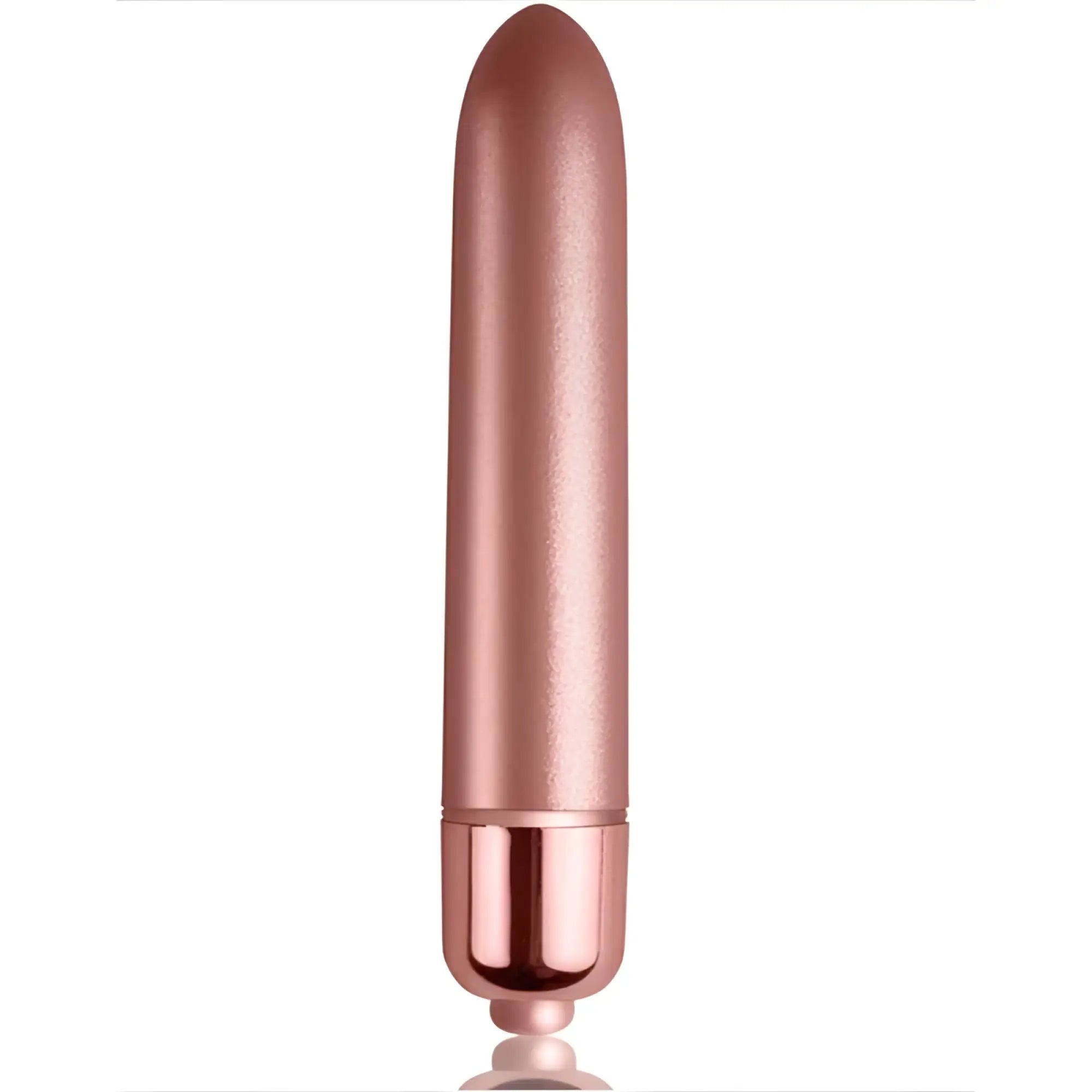 Rose gold rocks off ro 90 touch of velvet rose bloom sleek smooth textured vibrating toy with rounded tip
