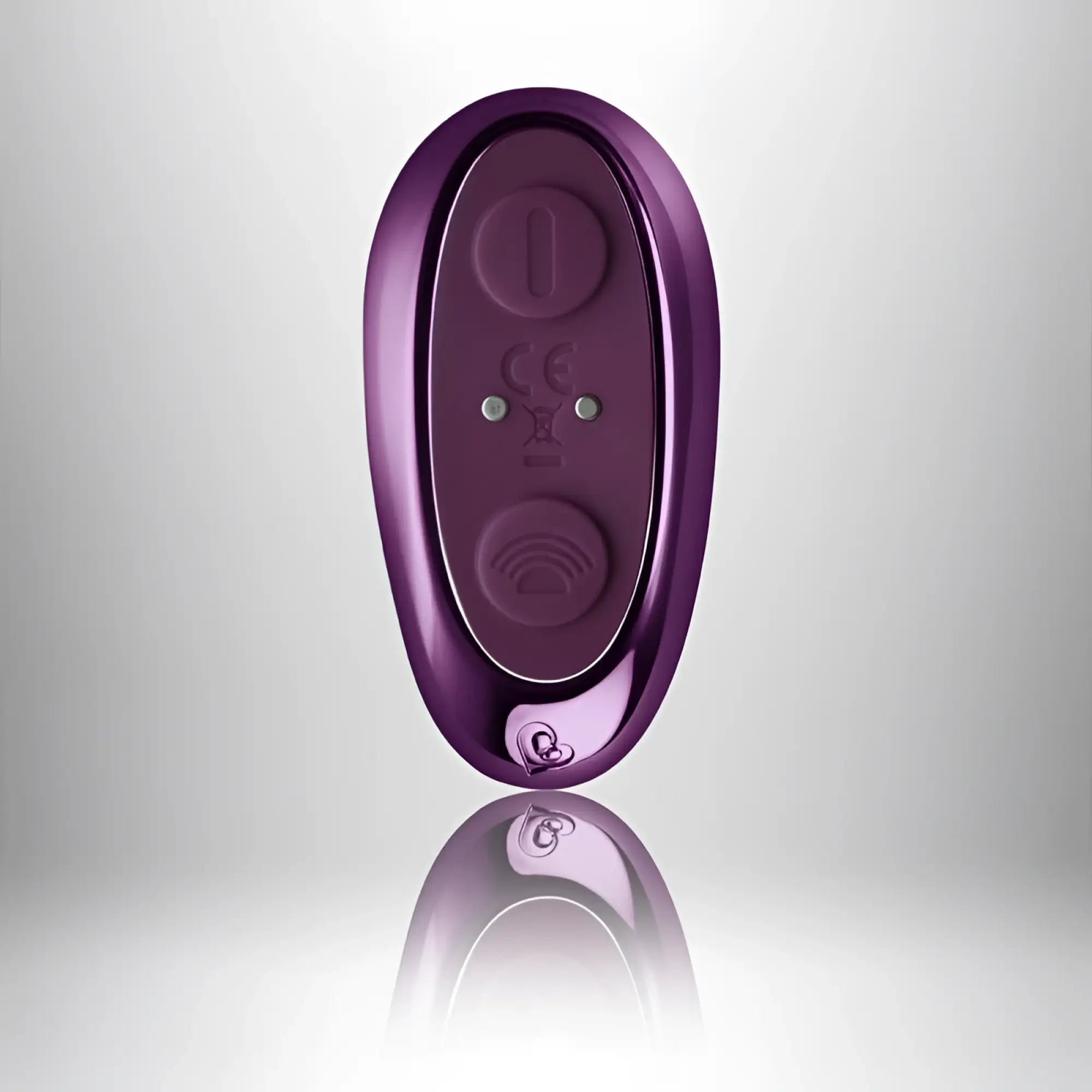 Purple metallic rocks off rock chick diva remote control with two circular buttons and glossy finish