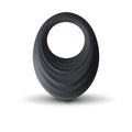 Black silicone vibrating cock ring with concentric ridges rocks off spire 10 speed for enhanced pleasure