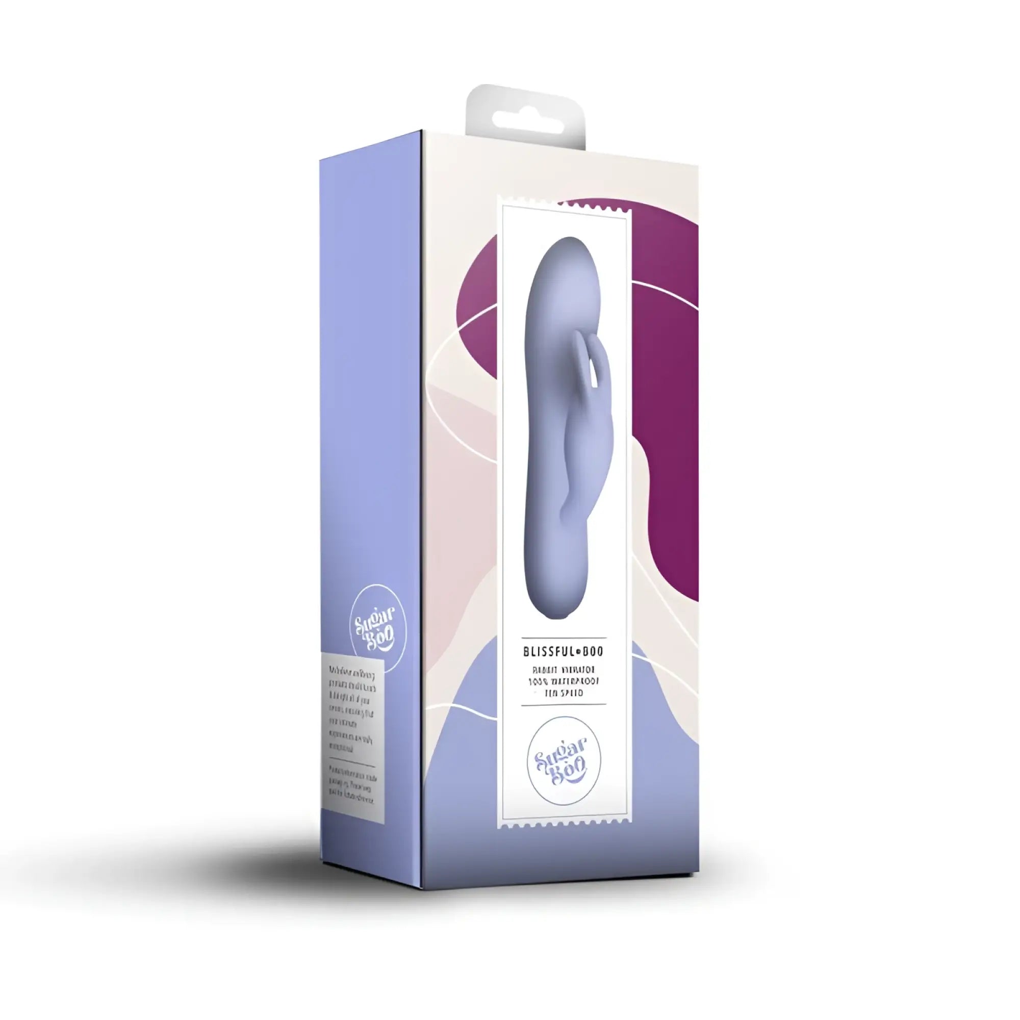 Rocks Off SugarBoo Blissful Boo rabbit vibe lilac smooth silicone vibrator in its branded packaging