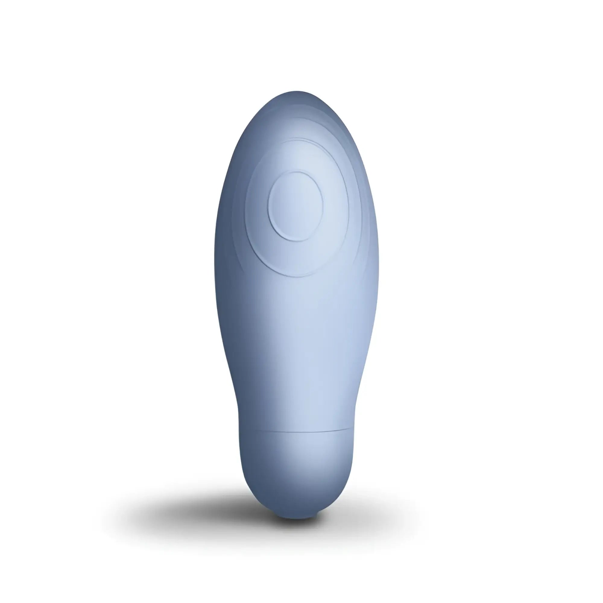 Rocks Off SugarBoo Blue Bae light blue silicone layon massager with smooth oval shape and concentric circular indentations