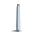 A sleek matte finish light blue cylindrical vibrator with smooth rounded ends rocks off sugarboo bullet vibe blue