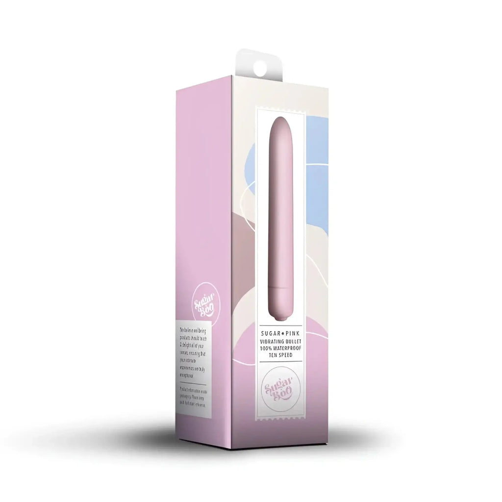 Rocks off sugarboo bullet vibe pink sugar mom vibrating bullet in pastel pink and white packaging displayed