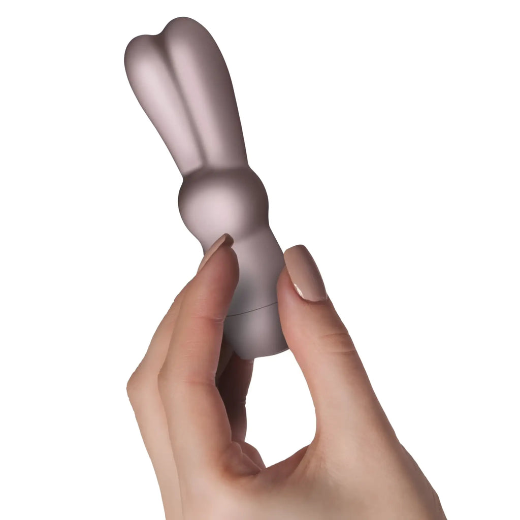 A sleek matte-finish gray rocks off sugarboo bunnie boo rabbit vibe with smooth contours and a compact design