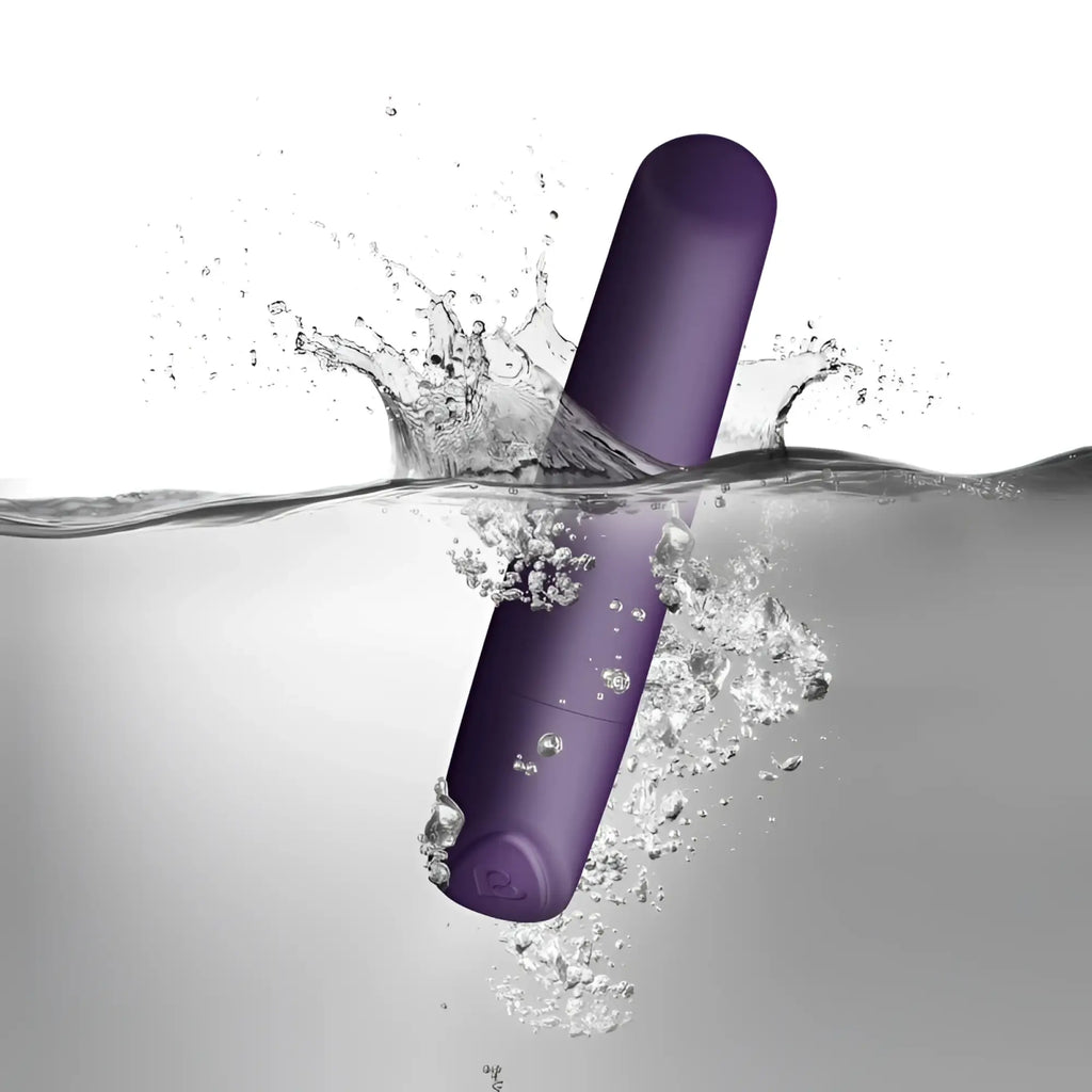 Purple cylindrical vibrator rocks off sugarboo damson bullet vibe with smooth matte finish and rounded ends
