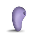 A smooth lavender silicone rocks off sugarboo peek a boo air pulse vibe with a rounded teardrop shape and ribbed texture