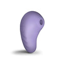 A smooth lavender silicone rocks off sugarboo peek a boo air pulse vibe with a rounded teardrop shape and ribbed texture
