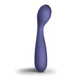 A sleek purple silicone wand vibe by rocks off with a curved handle and smooth rounded contours for personal use