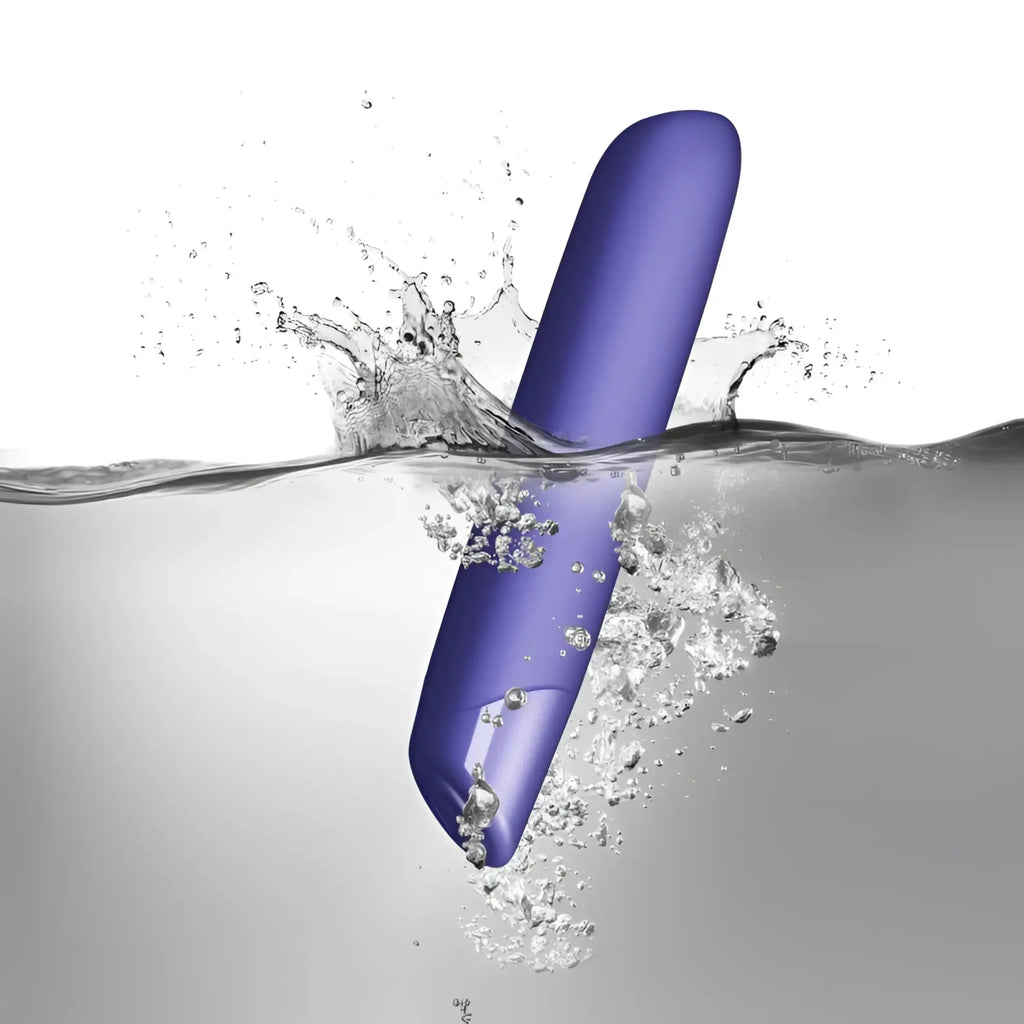 Purple silicone vibrato wand with smooth rounded contours and sleek modern design from rocks off sugarboo very peri bullet vibe