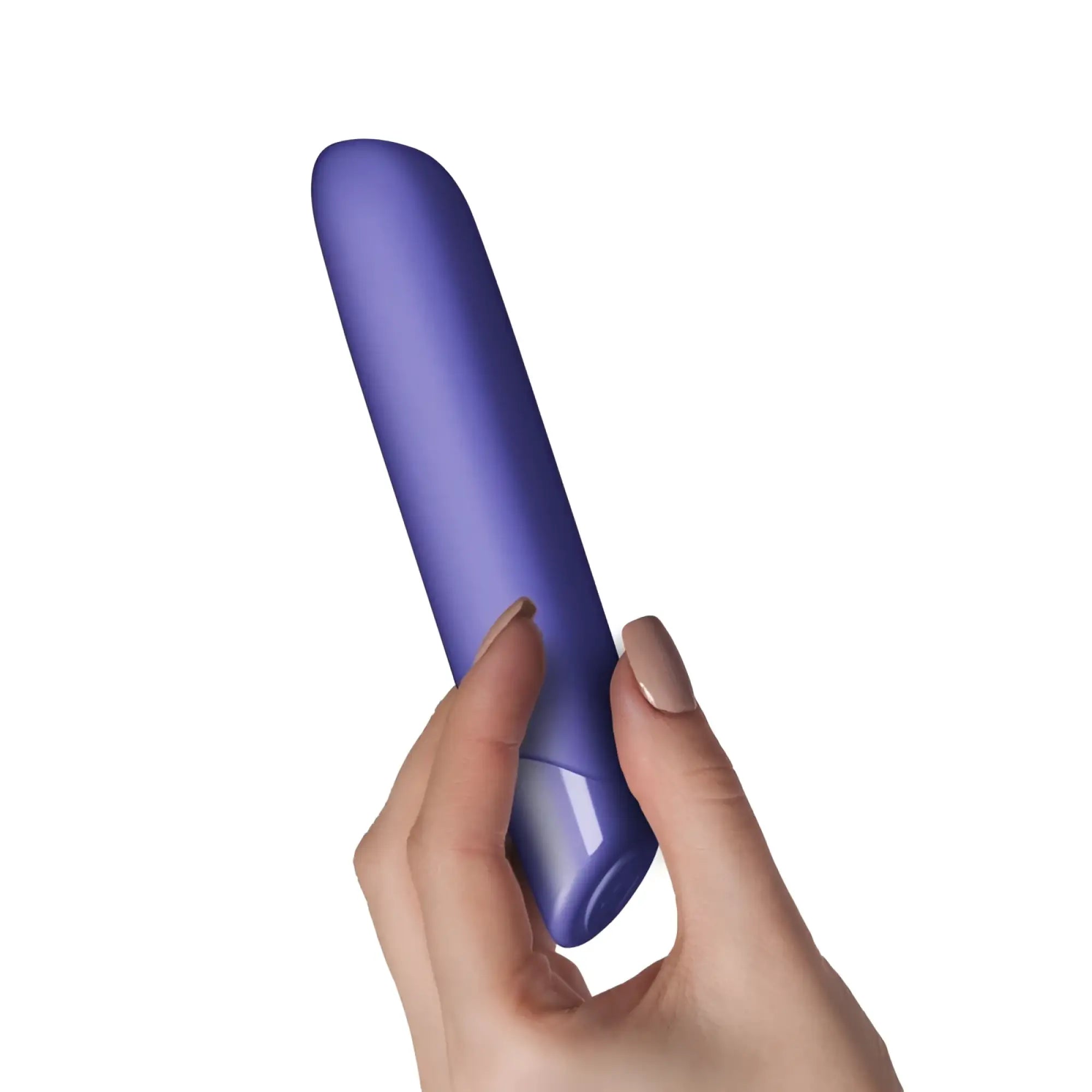 A sleek purple silicone Rocks Off SugarBoo Very Peri bullet vibe with a smooth rounded design and tapered end