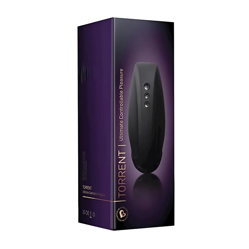 Rocks off torrent air tech masturbator in black with sleek glossy finish and three circular control buttons
