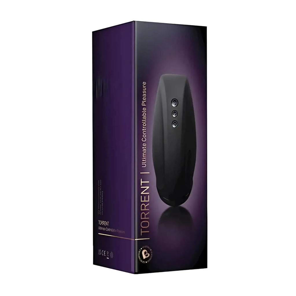 Rocks off torrent air tech masturbator in black with sleek glossy finish and three circular control buttons
