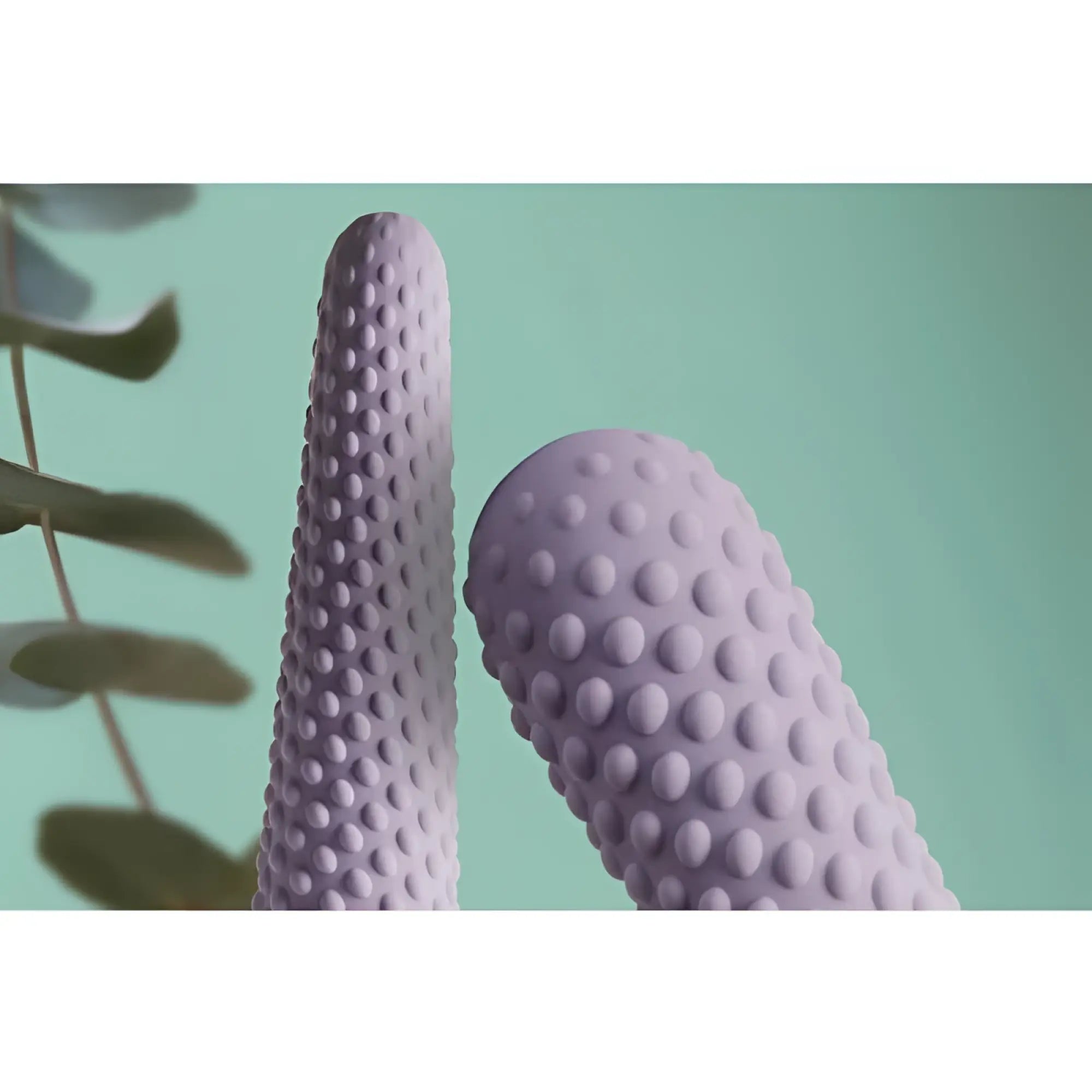 Lavender silicone massage rollers with textured dotted surface in rocks off unite 3 pc silicone dilator set