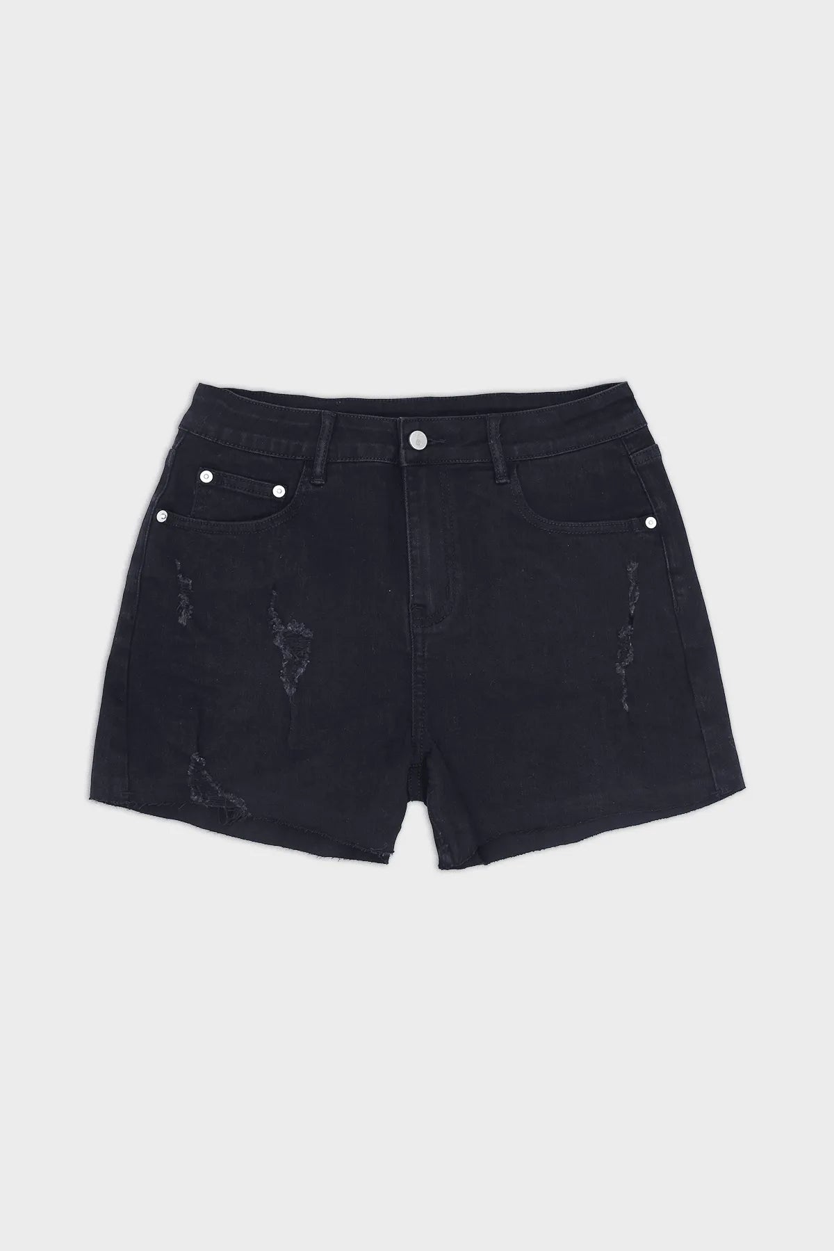 JJ Malibu Men's Rockstar Raw Cut 2.5" Denim Short Shorts - Black