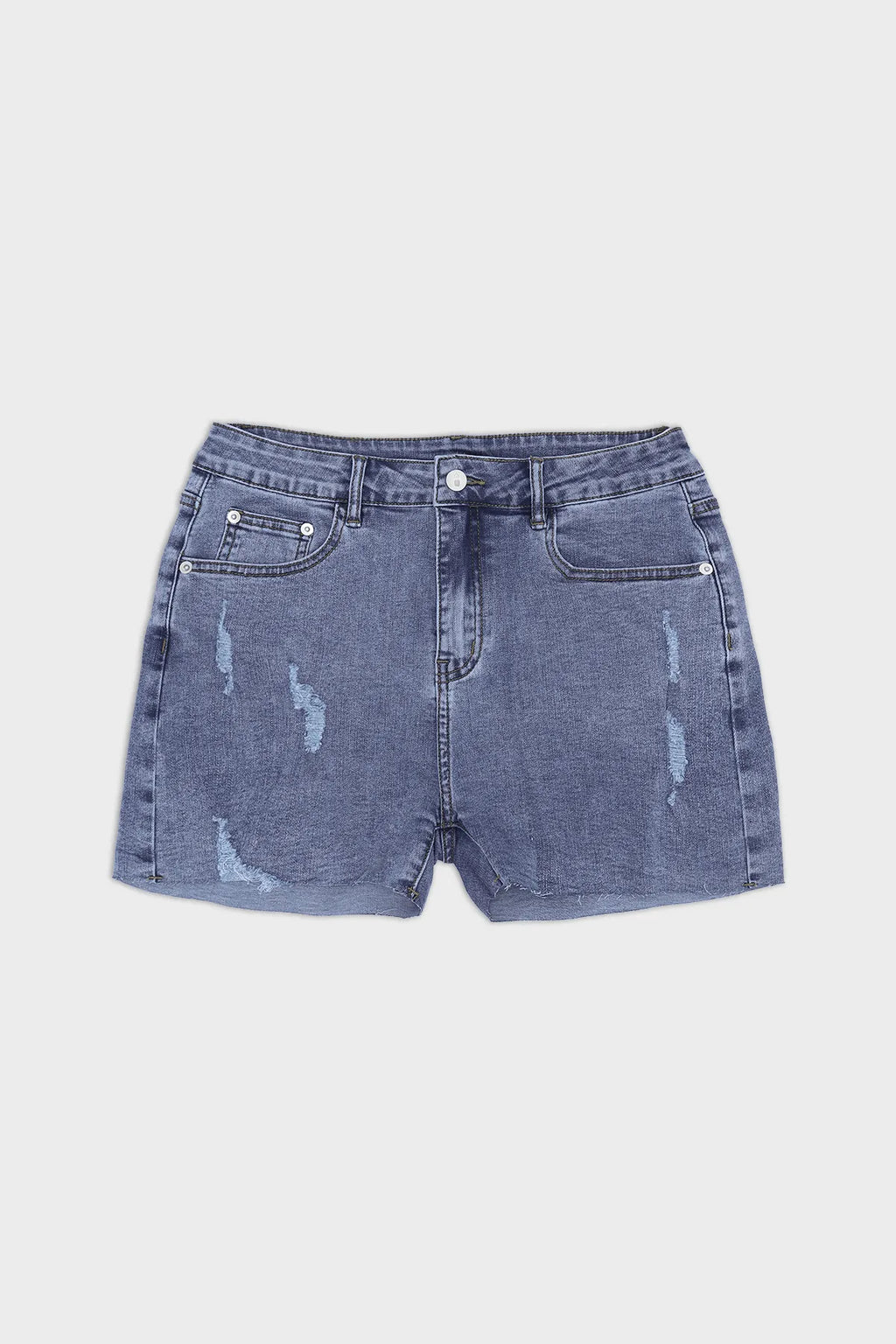 JJ Malibu Men's Rockstar Raw Cut 2.5" Denim Short Shorts - Washed Blue
