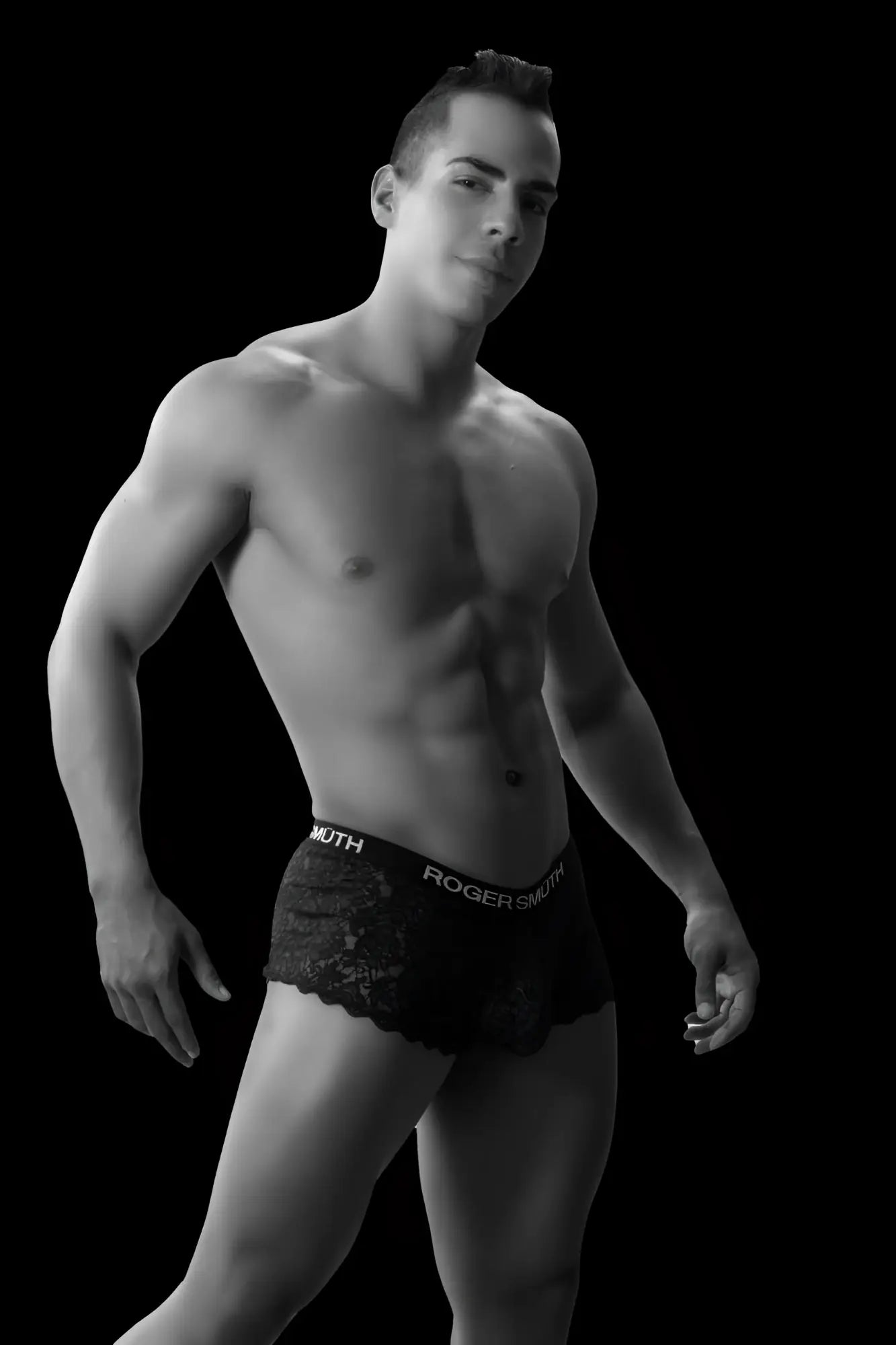 Black lace-trimmed burgundy roger smuth rs035 men’s trunks with rogers branded waistband for stylish comfort