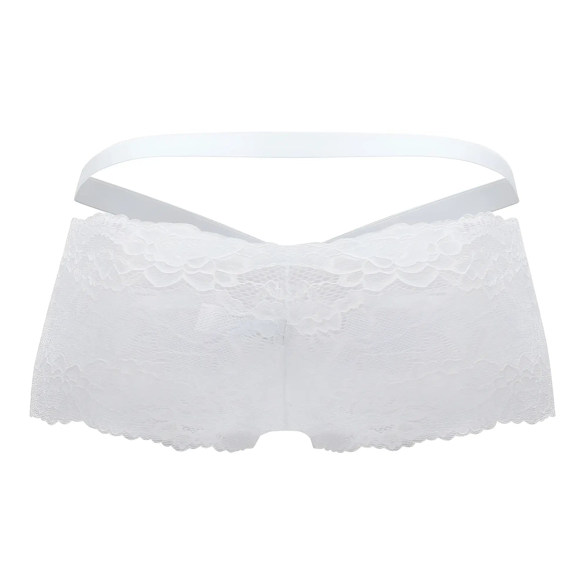 Roger smuth rs047 trunks white lace underwear with delicate floral pattern and thin matching elastic waistband