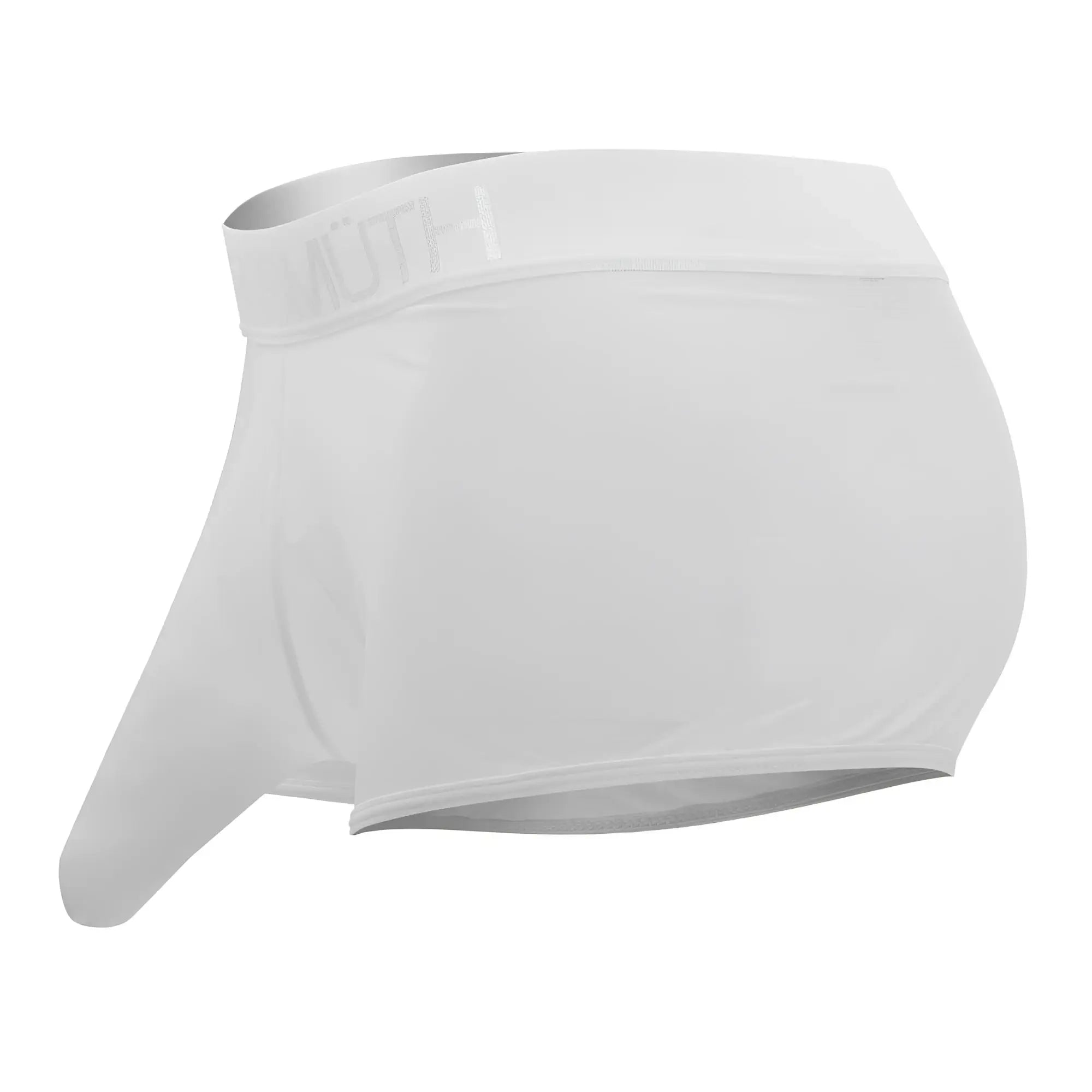White men’s underwear trunks roger smuth rs072 in white with silver waistband featuring subtle autf branding