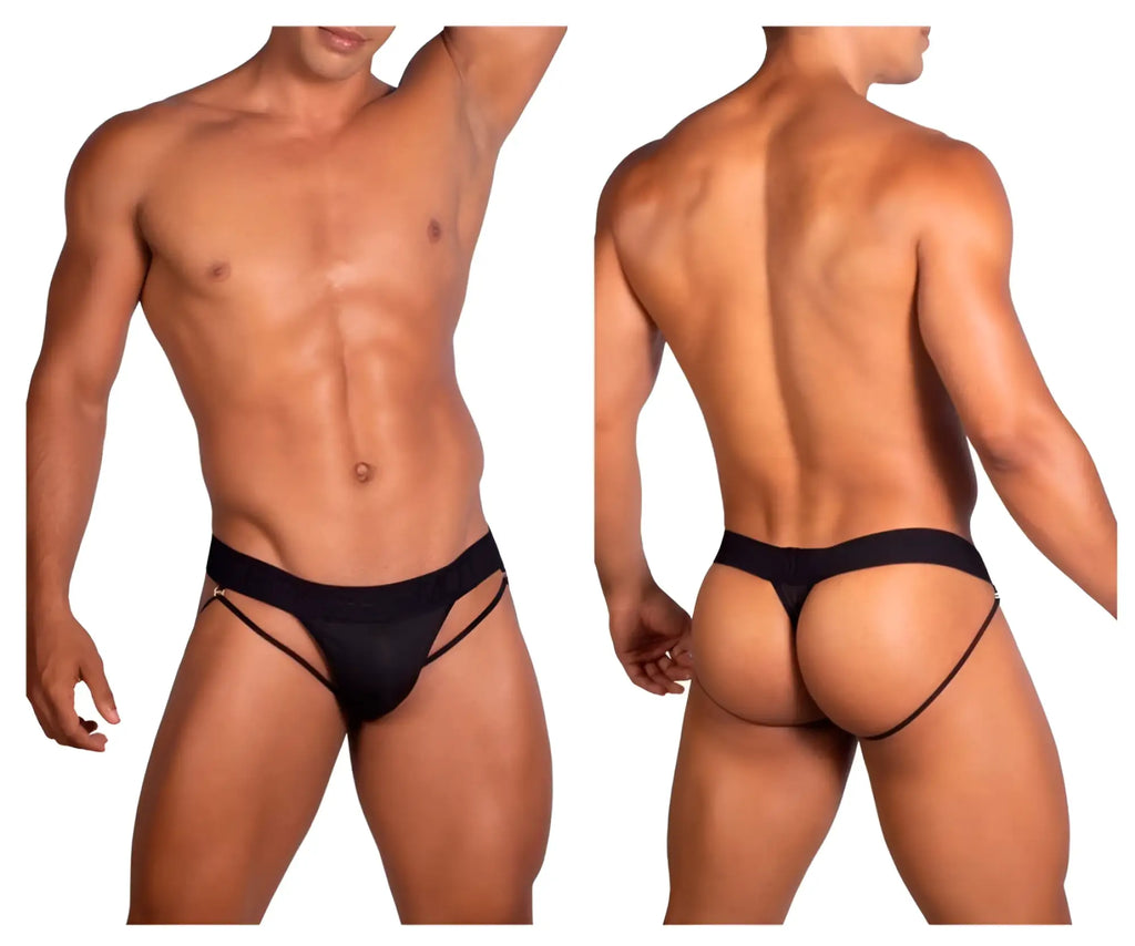 Black thong roger smuth rs077 with thin adjustable side straps and snug fit for comfortable wear