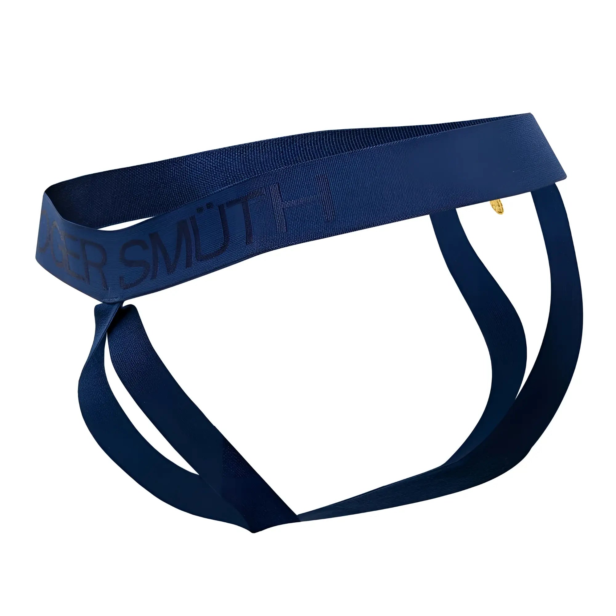 Navy blue roger smuth rs087 ball lifter elastic brief with subtle brand lettering and small gold-tone accent