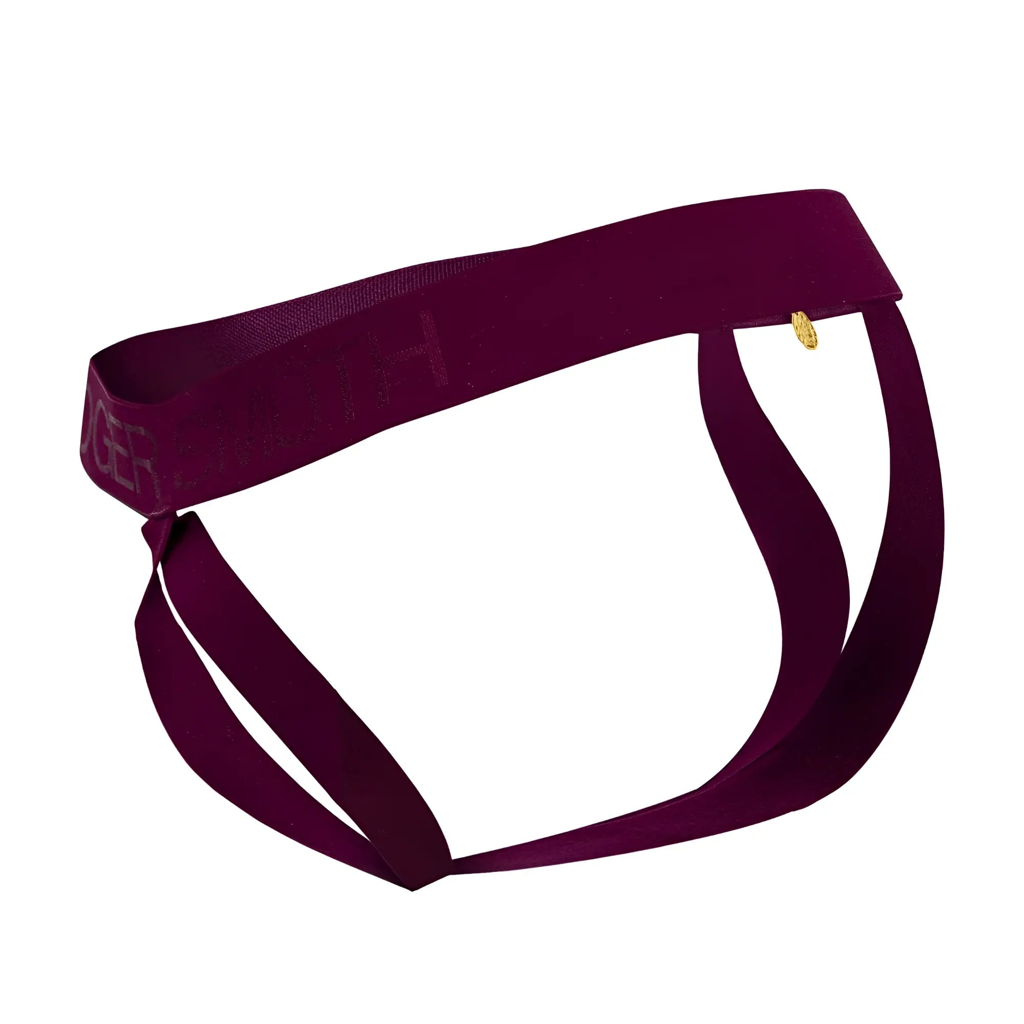 A deep burgundy soft-textured fabric brief roger smuth rs087 ball lifter with embossed logo and gold-tone accent