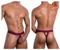 Maroon roger smuth rs087 ball lifter thong with gold logo on the back for comfortable support