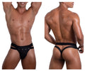 Black roger smuth rs088 jock-thong briefs with sleek form-fitting design and decorative silver studs on the side